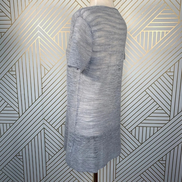 Eileen Fisher Gray Short Sleeve‎ Linen Sweater Top - Picture 5 of 8